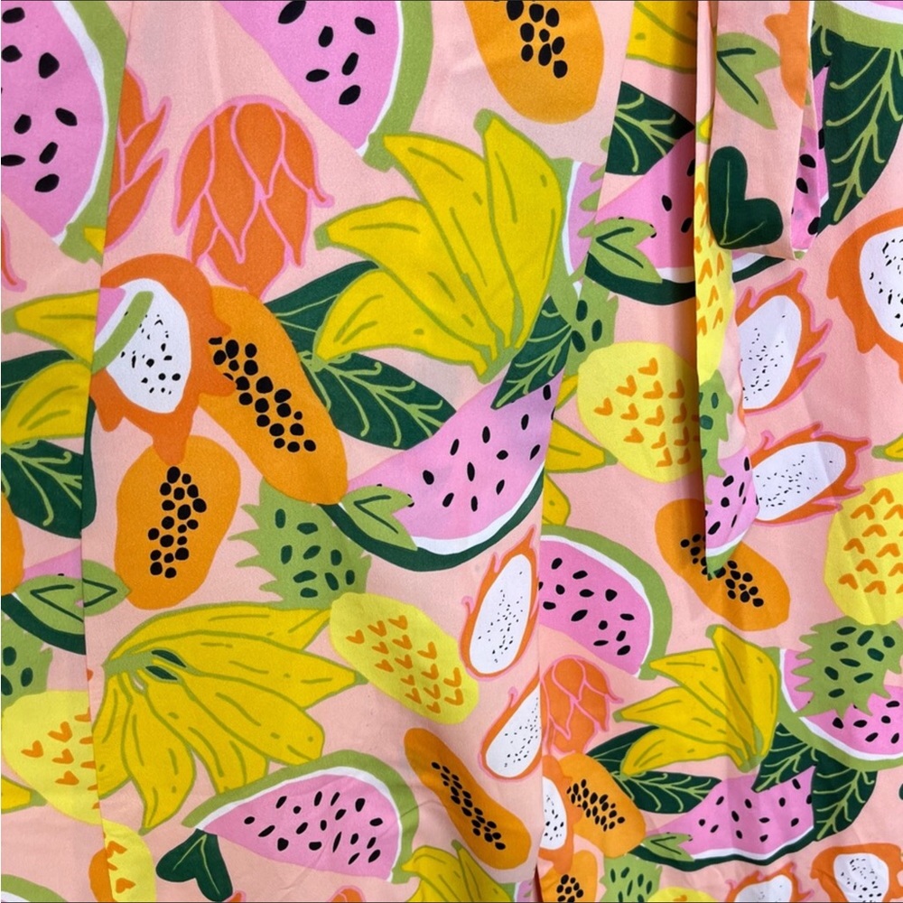 Anthro Hutch Tropical Fruit Wrap Maxi Dress - Picture 13 of 16